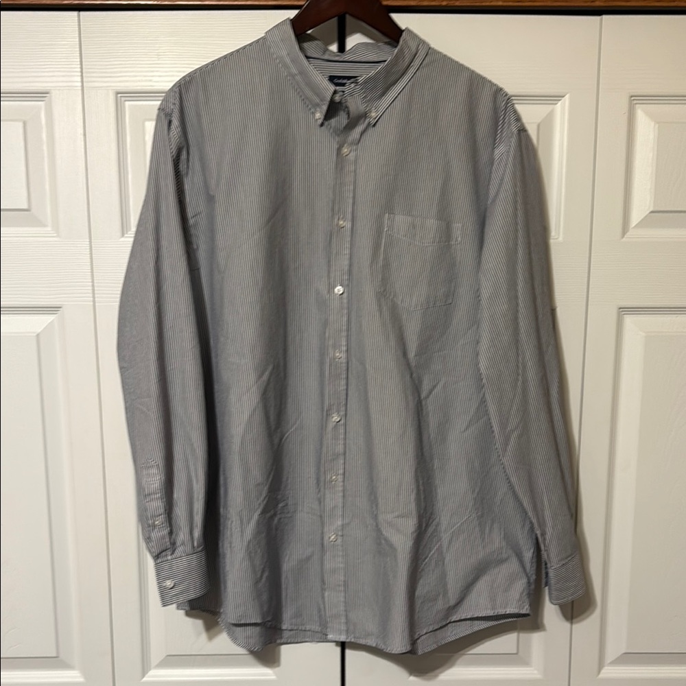 Classic Croft & Barrow Gray/Blue Striped Men's Shirt in 3XL Tall